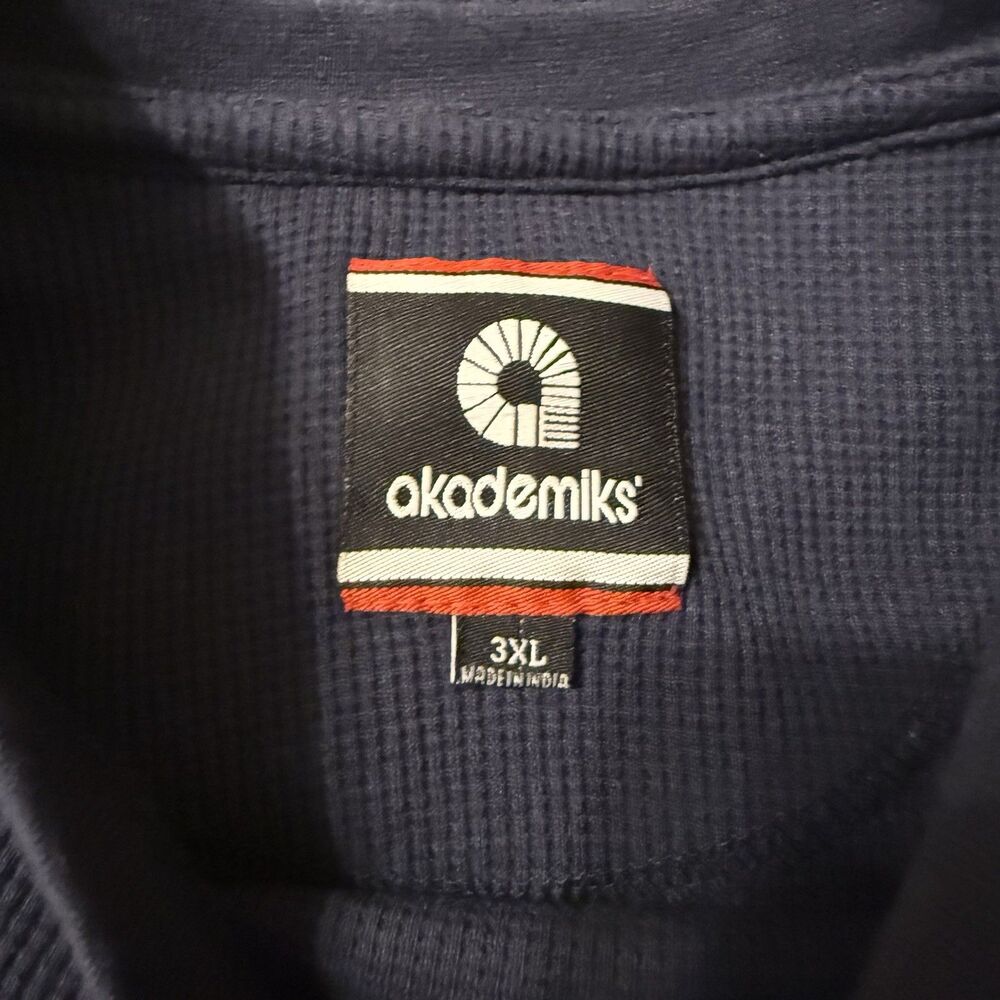 Akademiks Long‎ Sleeve Waffle Shirt Navy Blue Size 3XL - Picture 3 of 6